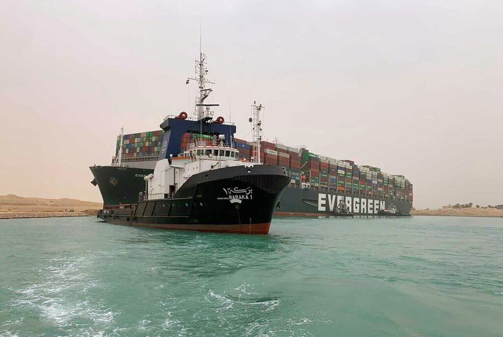 Mega navio encalha no Canal de Suez e causa congestionamento naval