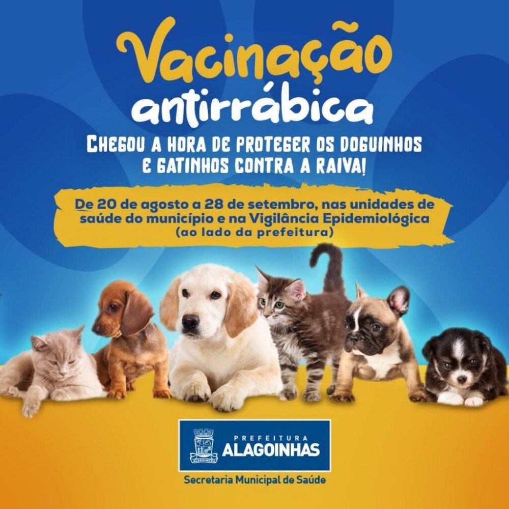 Campanha de vacinação antirrábica em Alagoinhas continua até 28 de setembro