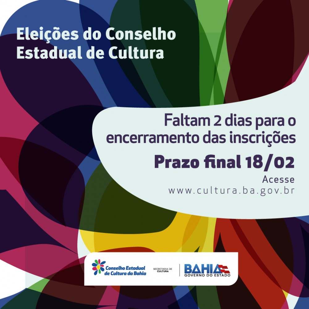 Cadastro para eleições do Conselho Estadual de Cultura se encerra no domingo (18)
