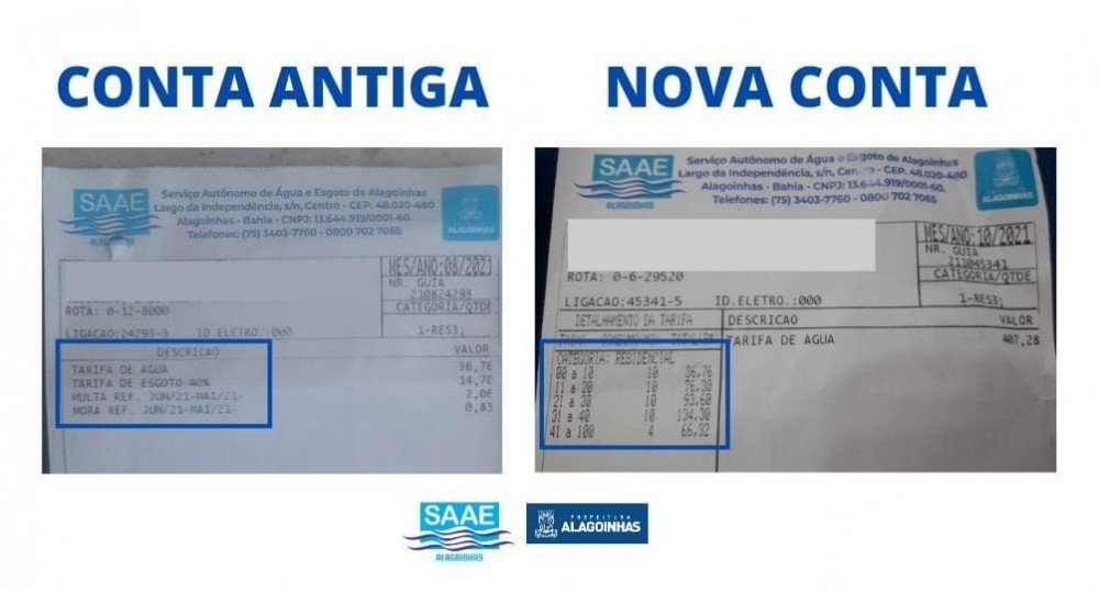Mais transparência: Nova conta do SAAE traz detalhamento da tarifa