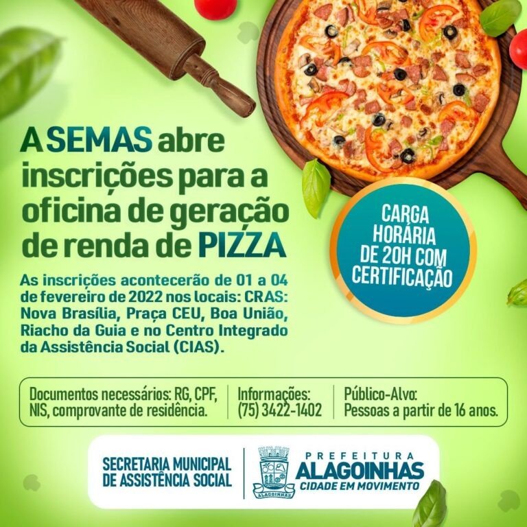 Inscrições para Oficina de Geração de Renda com foco em pizza começam hoje (1)