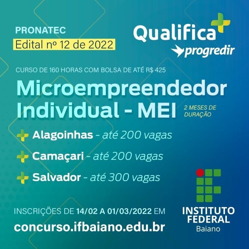 IF Baiano abre 200 vagas em curso FIC em Alagoinhas