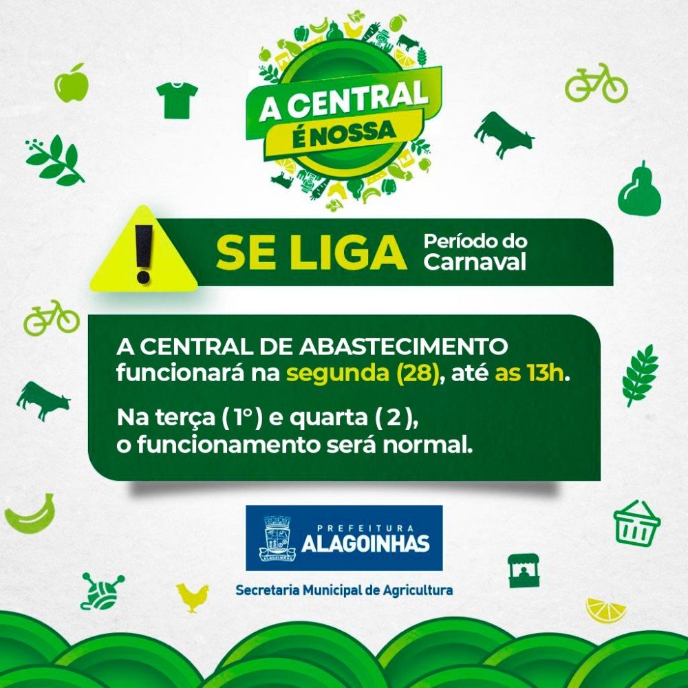 Central de Abastecimento funcionará até as 13h, na segunda-feira (28)