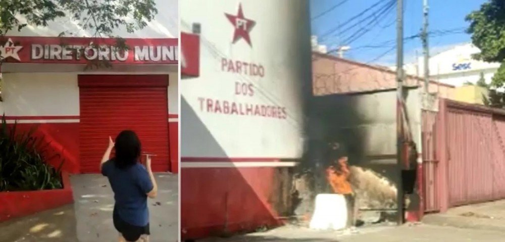 Incêndio atinge sede do PT em Goiânia; polícia vai apurar (vídeo)