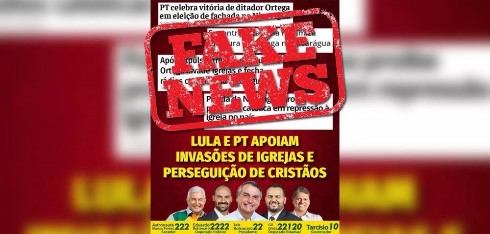 Eduardo Bolsonaro faz terrorismo eleitoral e divulga fake news de que Lula quer invadir igrejas