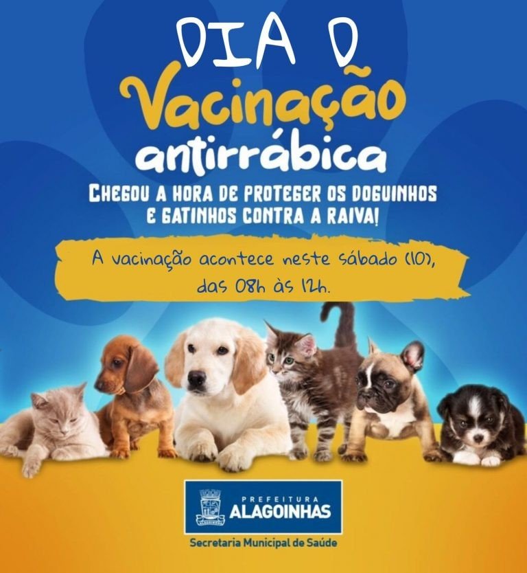 Dia D de vacinação antirrábica acontece neste sábado, 10