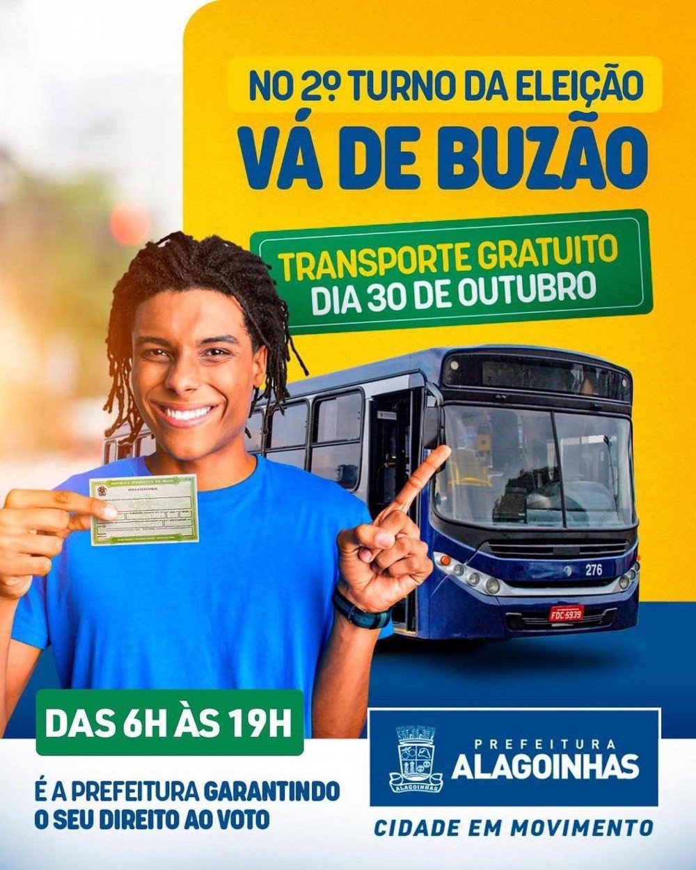 Eleitores das zonas urbana e rural de Alagoinhas terão transporte gratuito neste domingo