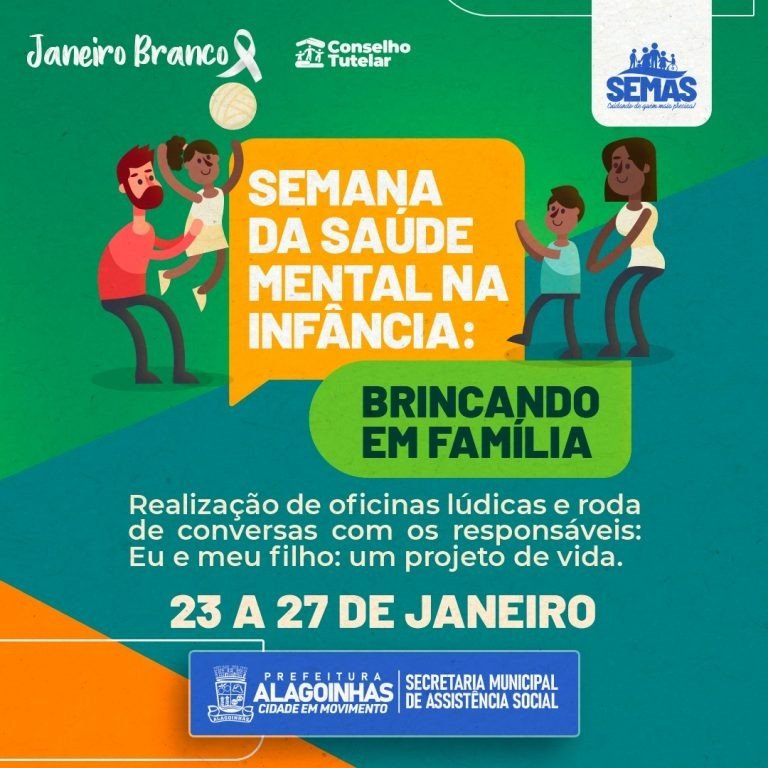 Começa na segunda-feira (23) a Semana da Saúde Mental na Infância: Brincando em Família