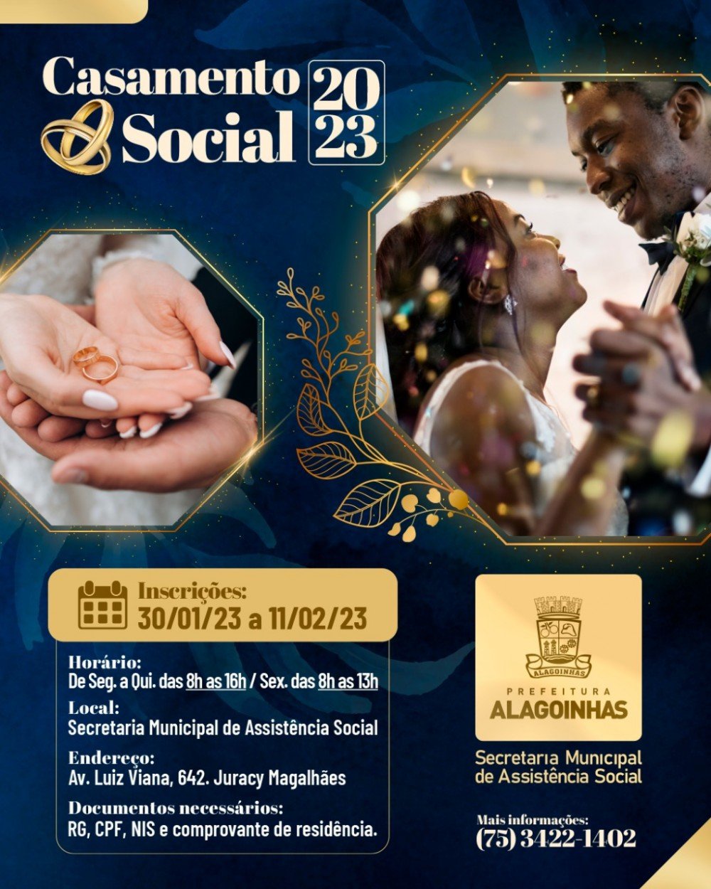 Casamento Social 2023 terá 50 vagas; inscrições começam na segunda-feira (30)