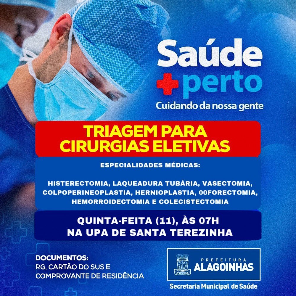 Triagem para cirurgias eletivas será realizada na UPA de Santa Terezinha no dia 11 de maio