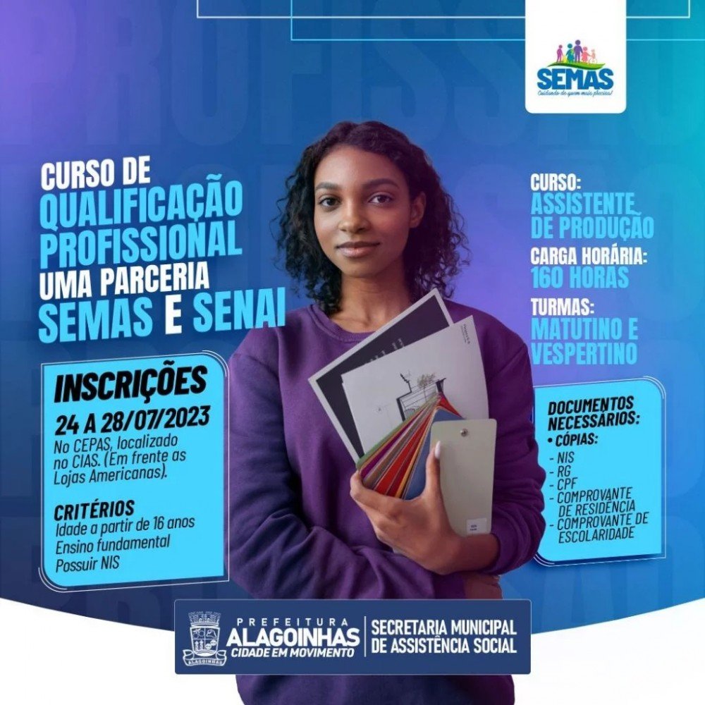 Inscrições abertas para curso gratuito de qualificação profissional: Assistente de Produção