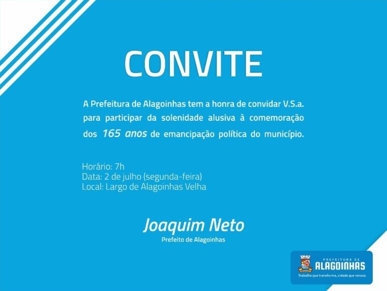Aniversário de 165 anos de Alagoinhas será comemorado com ato cívico, ordens de serviço e inaugurações