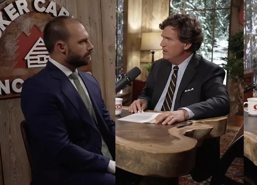 Tucker Carlson e Eduardo Bolsonaro atacam Lula, o STF e o Brasil com mentiras grotescas