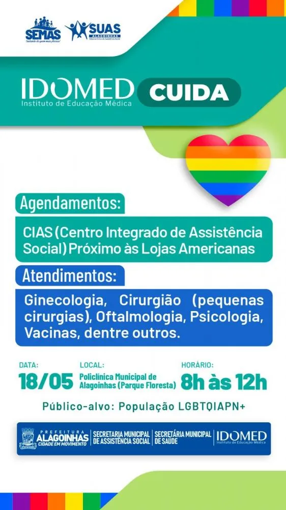 Policlínica abre suas portas para a comunidade LGBTQIAPN+ com atendimento completo no dia 18 de maio