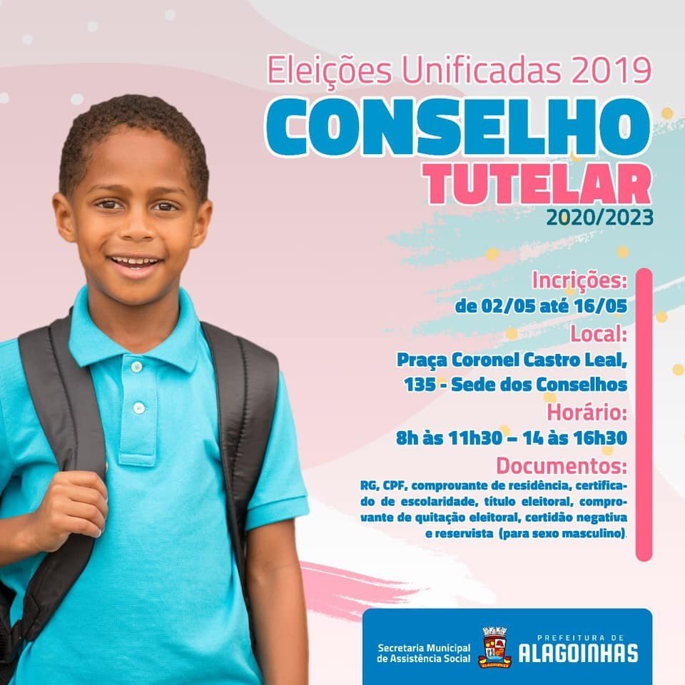 Inscrições para eleição do Conselho Tutelar seguem até 16 de maio