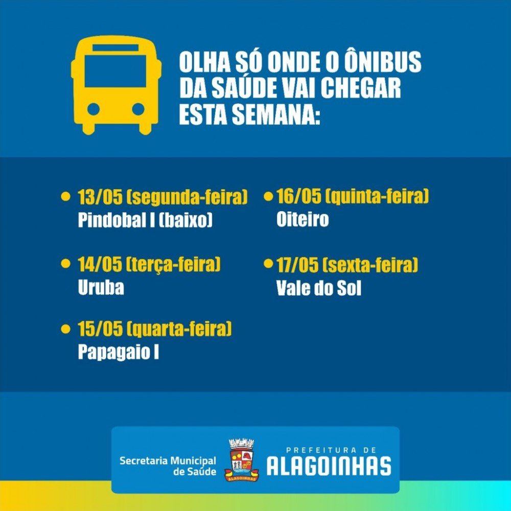 Confira o itinerário da unidade móvel de saúde para esta semana
