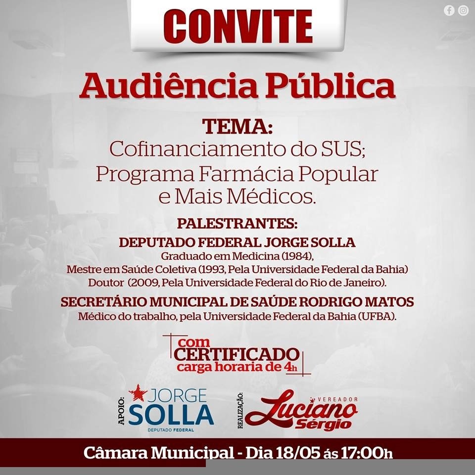 Audiência Pública para discutir questões da Saúde.