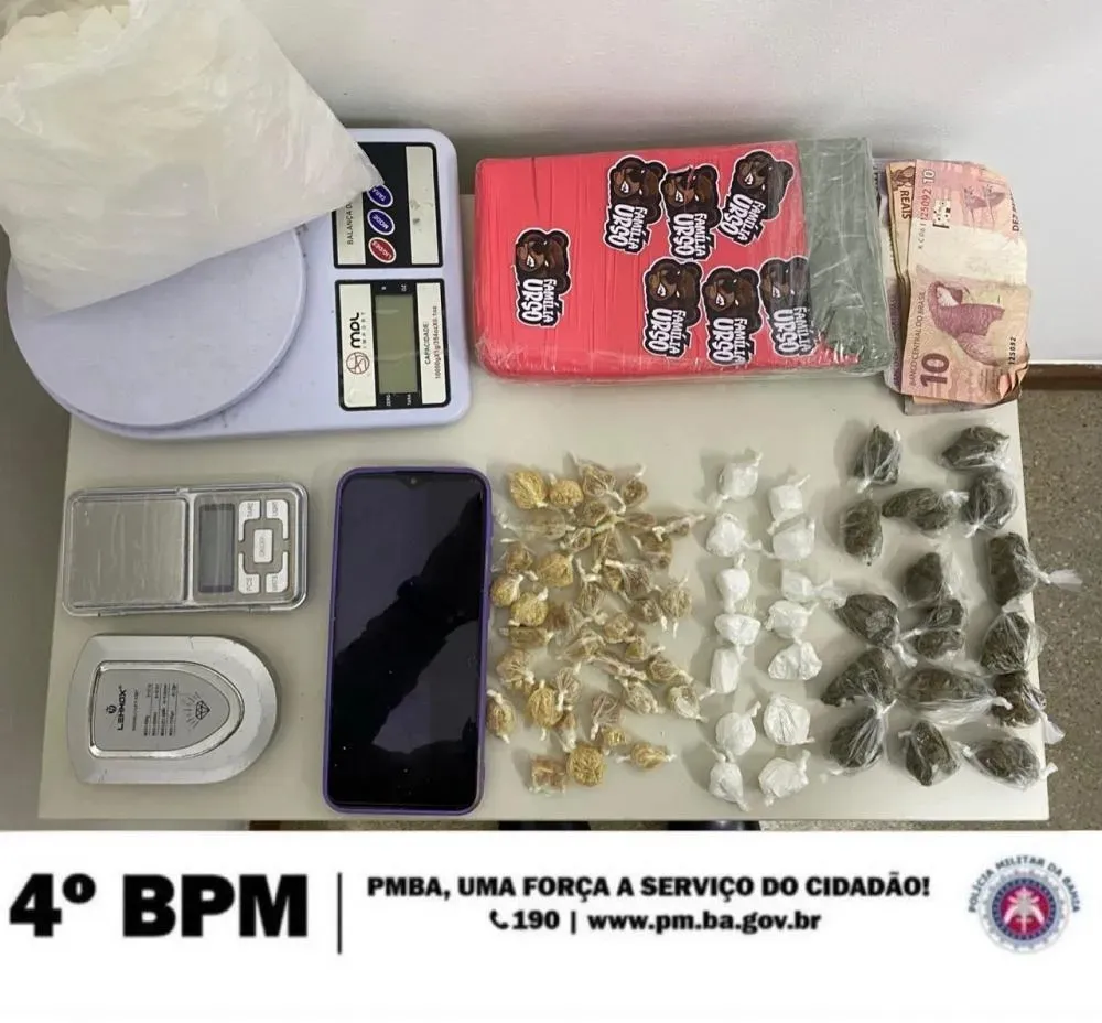 Homem é preso por tráfico de drogas em operação da Polícia Militar em Alagoinhas