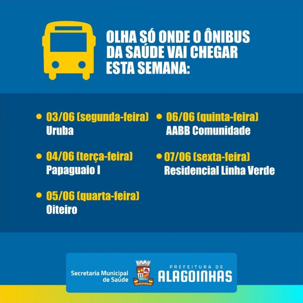 Unidades Móveis de Saúde - cronograma de atendimento.