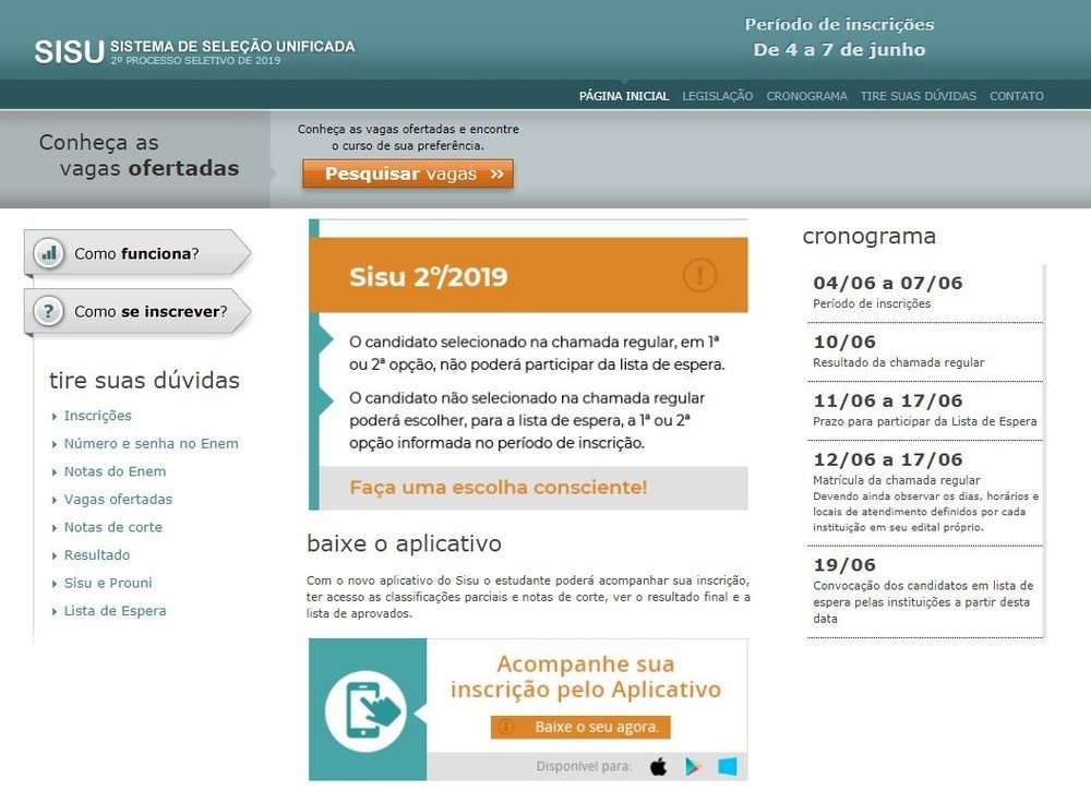 Sisu do 2º semestre terá 59 mil vagas para o ensino superior em todo o país