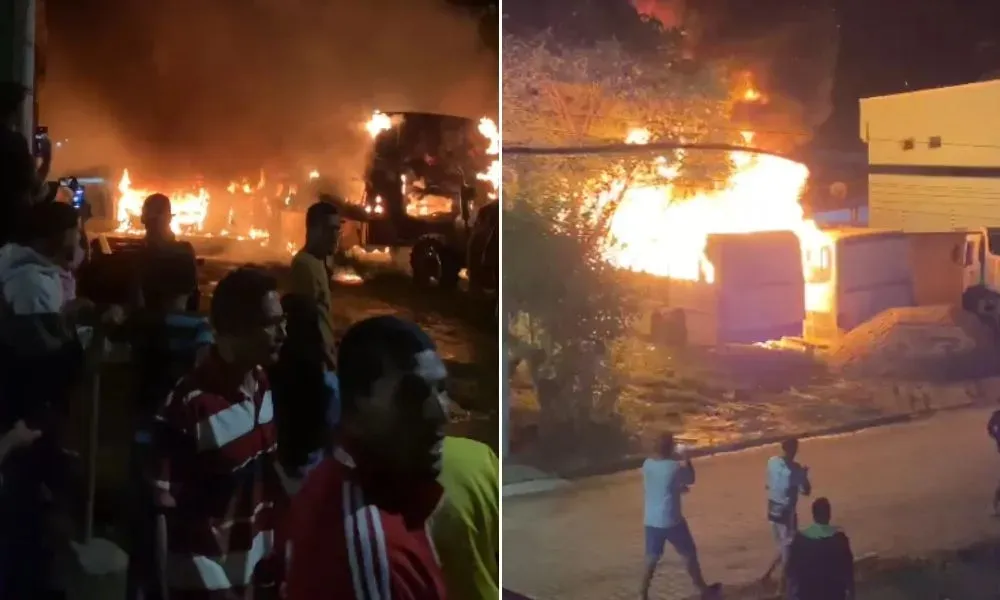 Incêndio atinge ônibus em pátio de prefeitura na Bahia (vídeo)