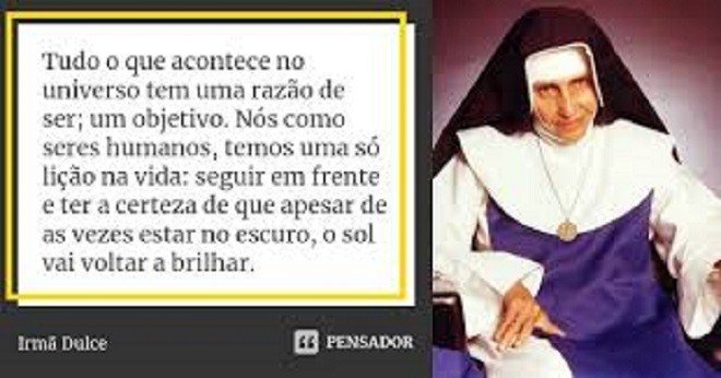 Irmã Dulce será canonizada em outubro, anuncia Arquidiocese