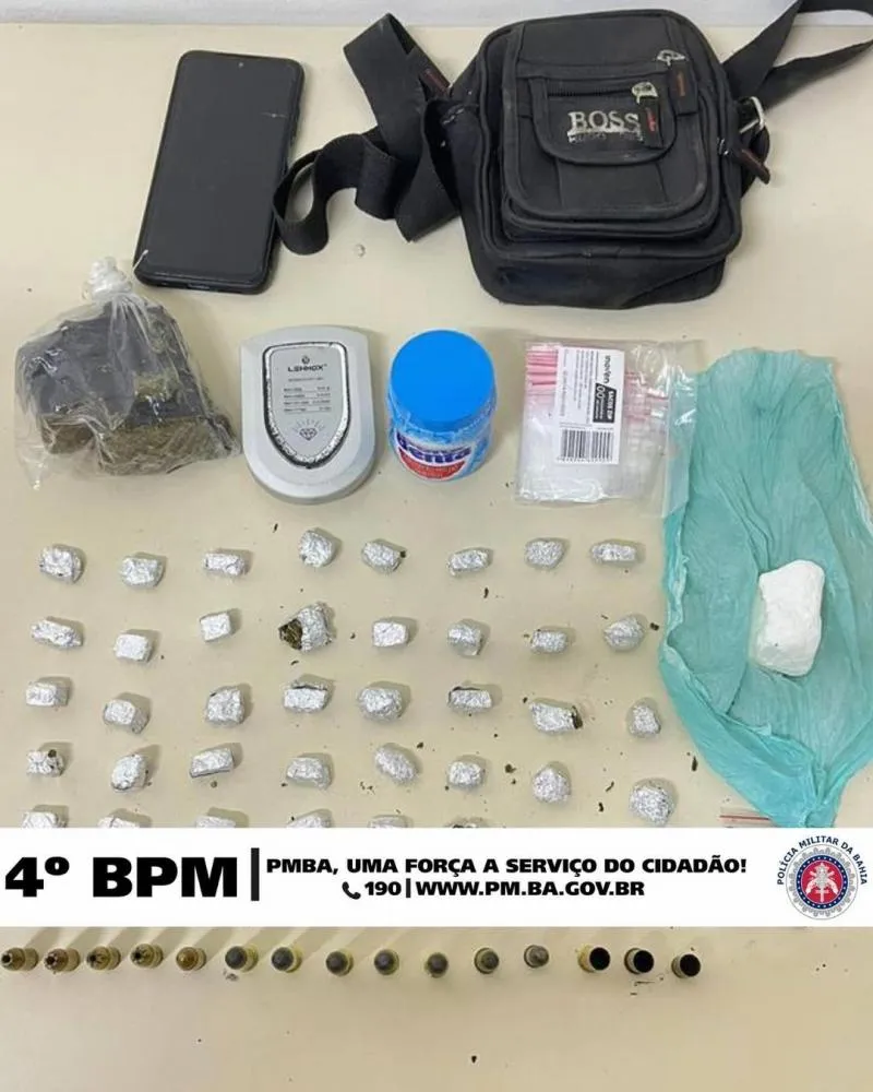 Ação do 4º BPM em Alagoinhas resulta na apreensão de drogas e munições no Cruzeiro dos Montes