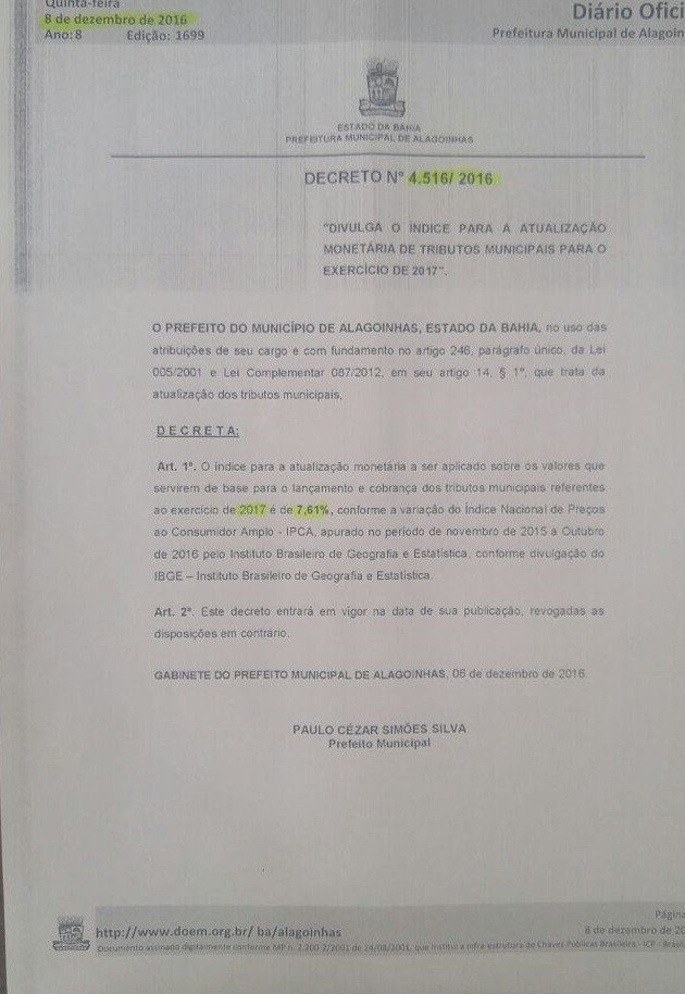 Secretário esclarece: aumento no IPTU 2017 foi de 7,61%.