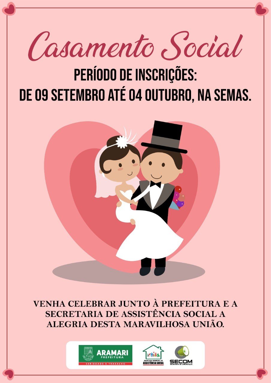 Estão abertas as incrições para o casamento social