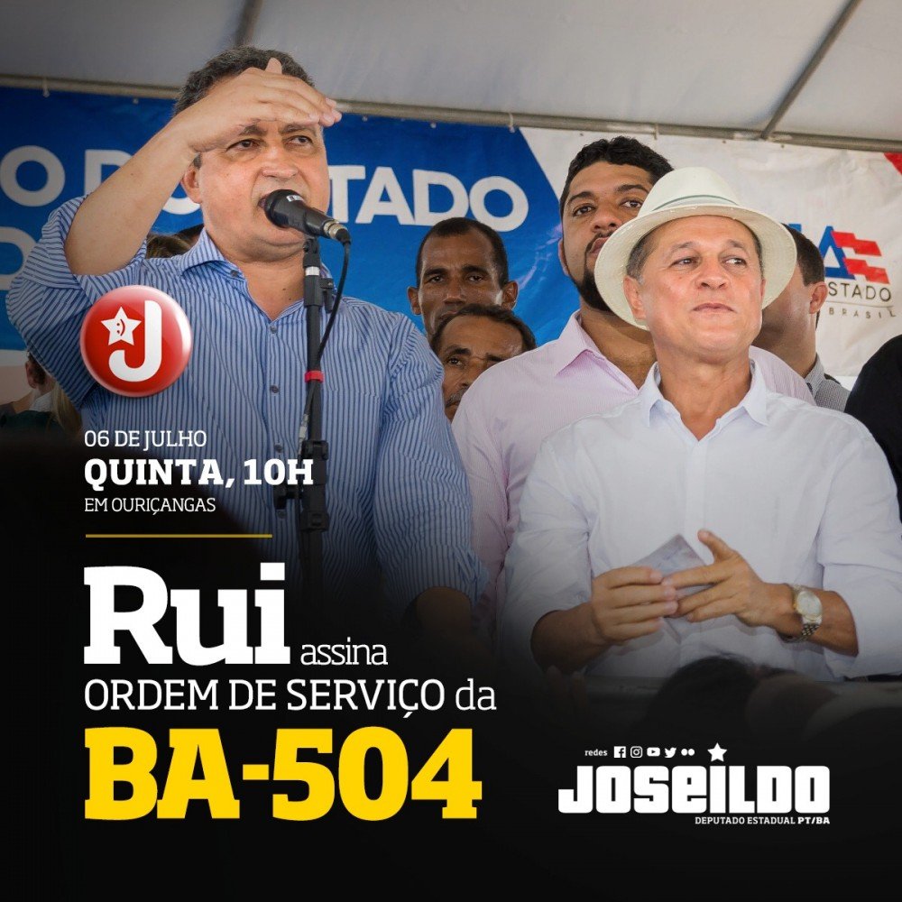 Rui assinará ordem de serviço para a recuperação da BA-504, trecho Aramari/Ouriçangas