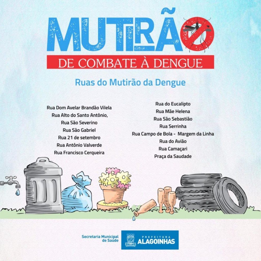 Acompanhe as ruas que contarão com o Mutirão da Dengue neste domingo (15)