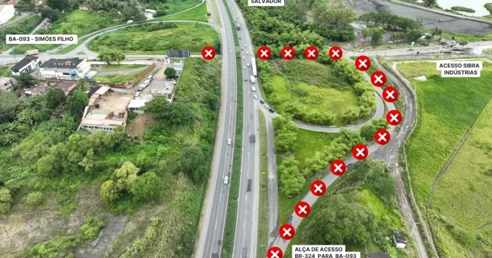 Interdição parcial na BR-324 para obras de duplicação da BA-093 em Simões Filho começa na segunda-feira e altera trânsito na Região Metropolitana de Salvador