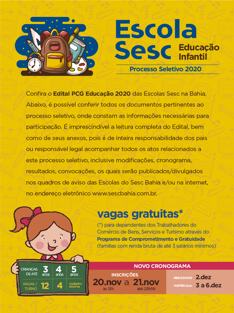 Escola do Sesc em Alagoinhas abre inscrições para 2020