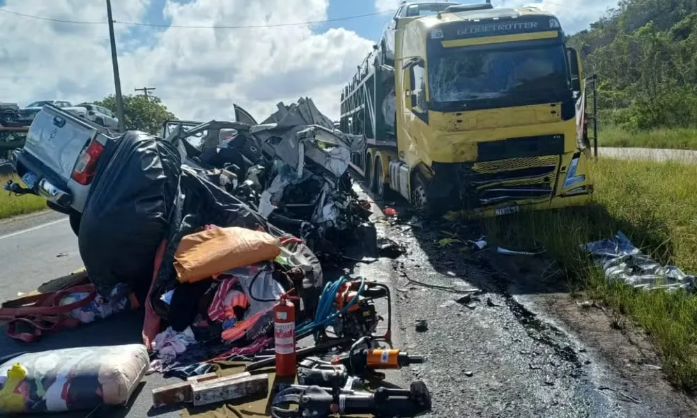 Acidente na BR-101 em Alagoinhas mata carona de caminhonete e deixa condutor gravemente ferido