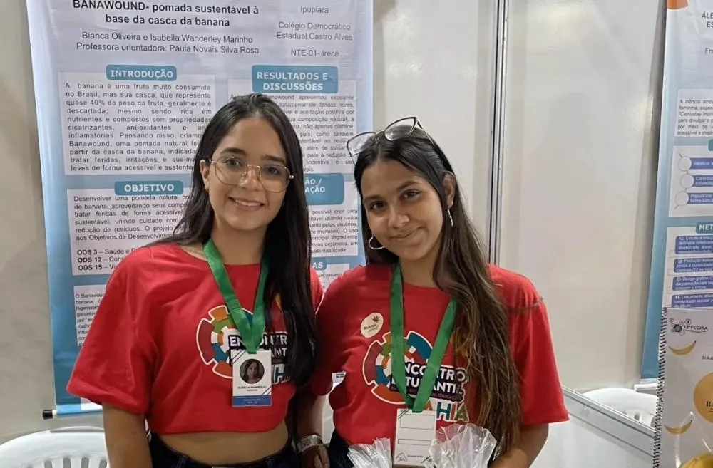 Estudantes da escola pública da Bahia criam pomada cicatrizante com casca de banana para feridas e fissuras no mamilo