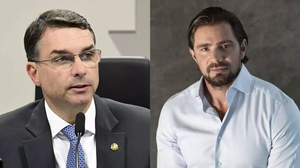Flávio Bolsonaro e Daniel Vorcaro (Foto: Edilson Rodrigues/Agência SenadoBanco Master/Divulgação)