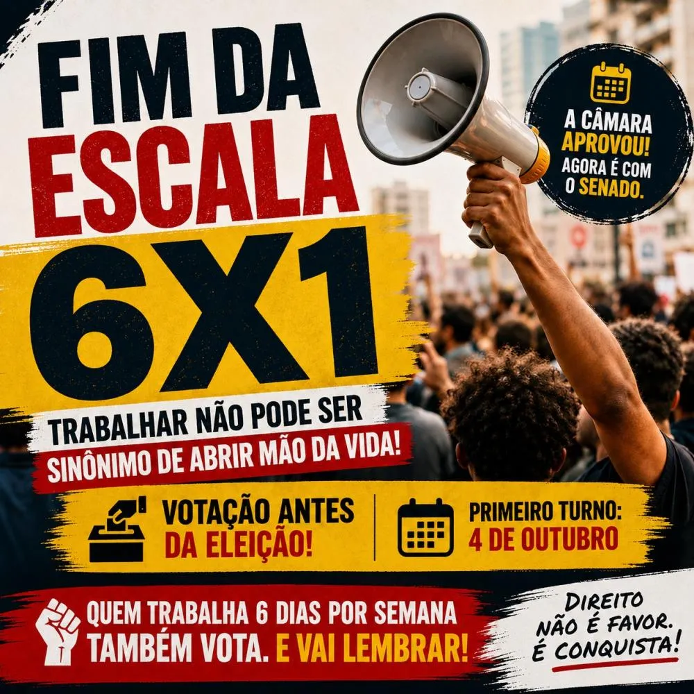 O FIM DA ESCALA 6X1 NÃO PODE FICAR PARA DEPOIS DA ELEIÇÃO. HÁ ESPAÇO — E MOTIVO — PARA EXIGIR QUE O SENADO DELIBERE ANTES DAS URNAS