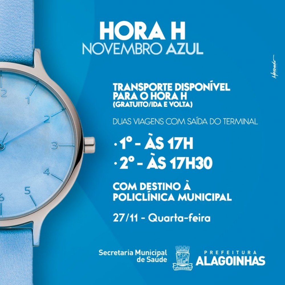 NOVEMBRO AZUL: Prefeitura disponibiliza transporte gratuito para o HORA H na Policlínica Municipal, nesta quarta-feira (27)