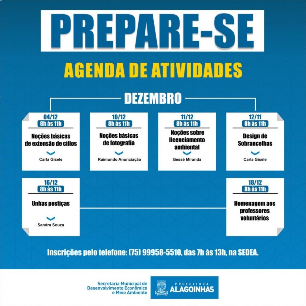 Estão abertas as inscrições para as oficinas profissionalizantes do Prepare-se