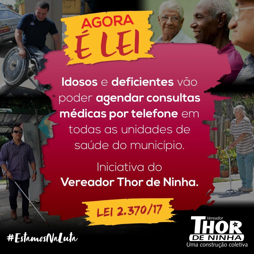 Lei de autoria do vereador Thor de Ninha garante agendamento de consultas pelo telefone.