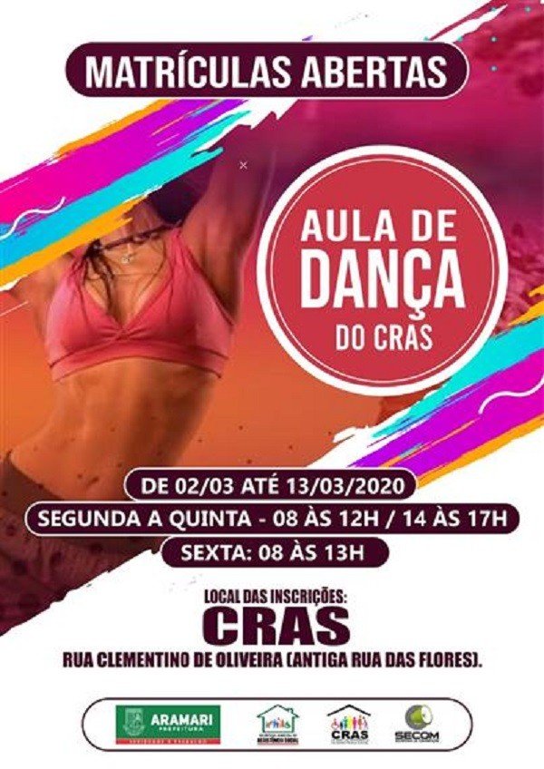 Estão abertas as inscrições para o concurso de Dança do CRAS - Aramari