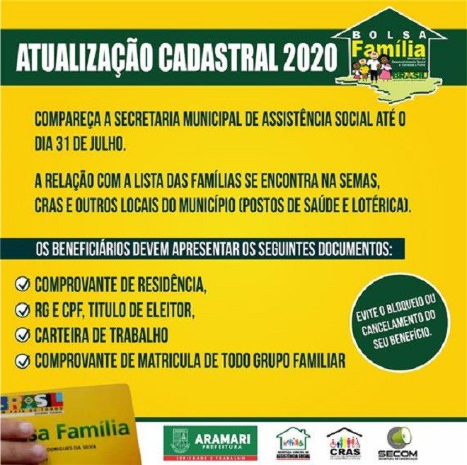Atualização cadastral do bolsa família 2020