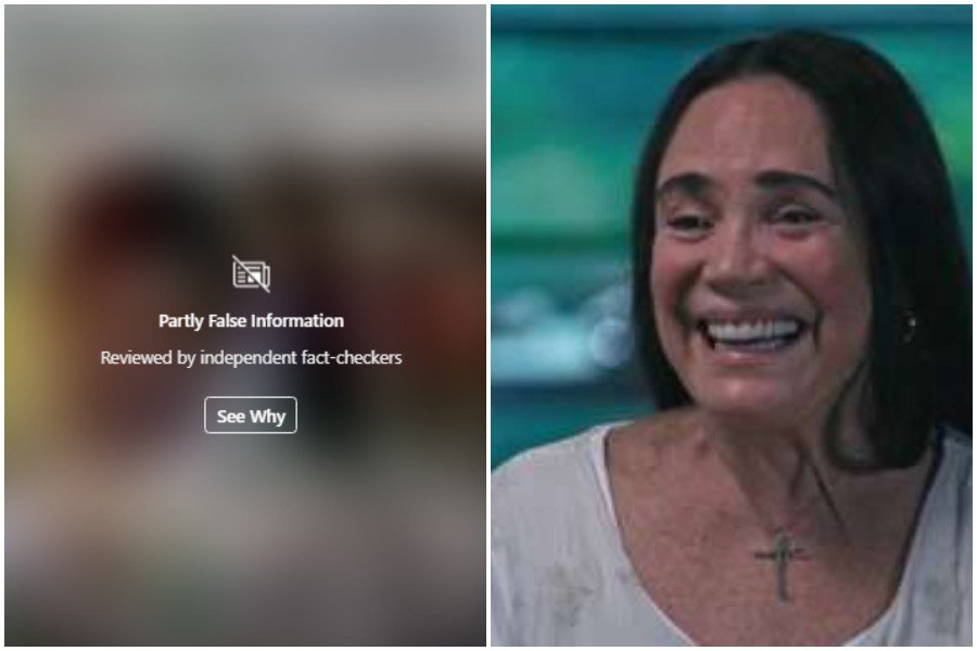 Instagram avisa internautas que postagem de Regina Duarte sobre o coronavírus é falsa