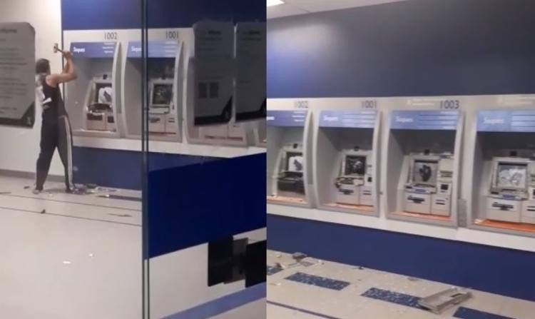 Homem é preso após destruir caixas eletrônicos de agência bancária em Salvador