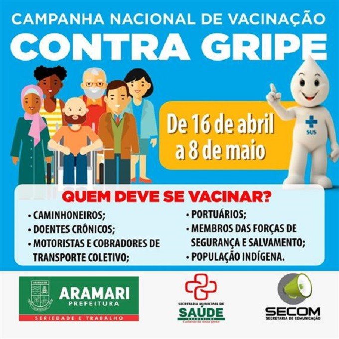 Fiquem ligados! Começou a 2a. etapa de vacinação contra a gripe.