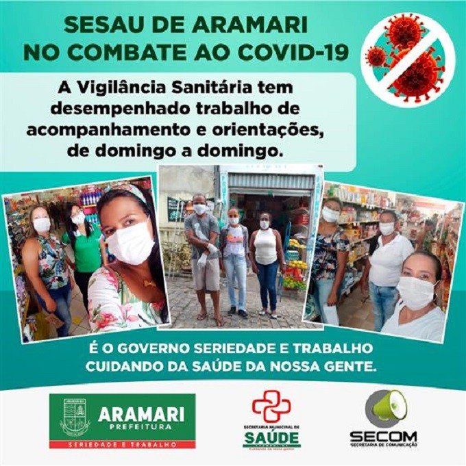 VIGILÂNCIA SANITÁRIA DE ARAMARI TRABALHA DIA E NOITE NO COMBATE A COVID-19