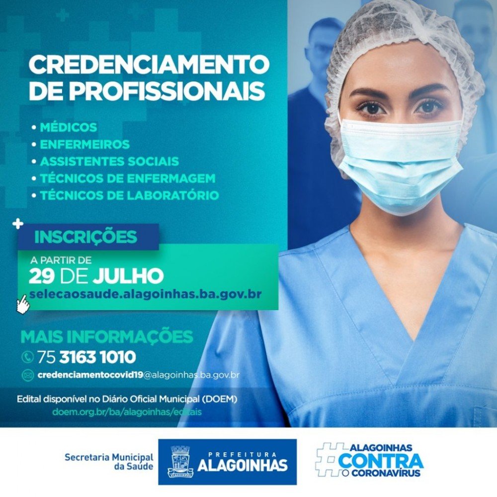 Prefeitura abre edital de credenciamento de profissionais para enfrentamento da COVID-19