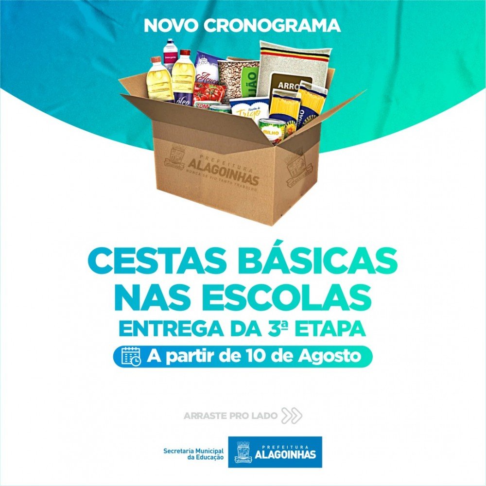 Cronograma da entrega de cestas básicas aos alunos da rede municipal